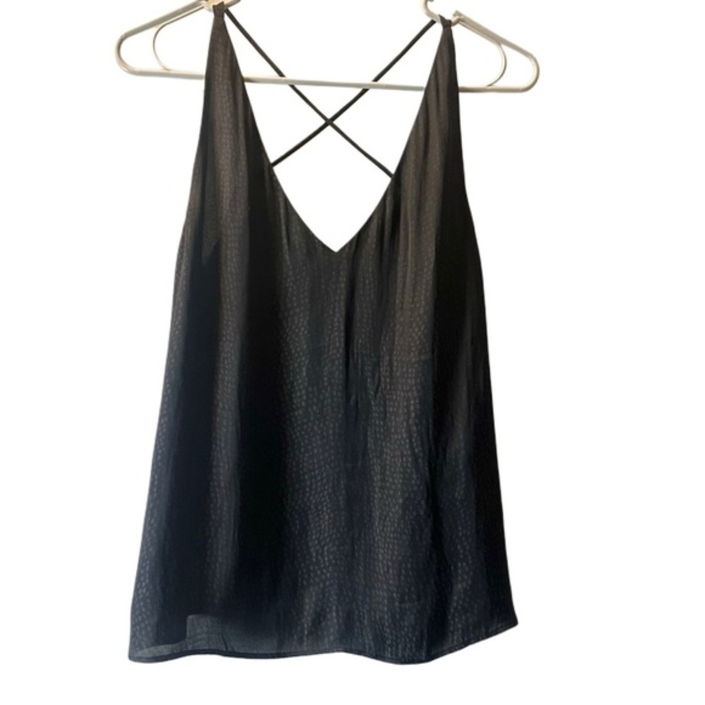Chelsea 28  Black Cross Back Jacquard Camisole Women's Size Small